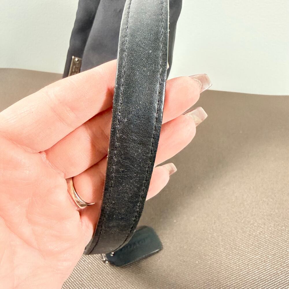 Coach Vintage Neoprene Leather Trim Small Solid Black Purse Pouchette 90s Rare - Picture 13 of 15